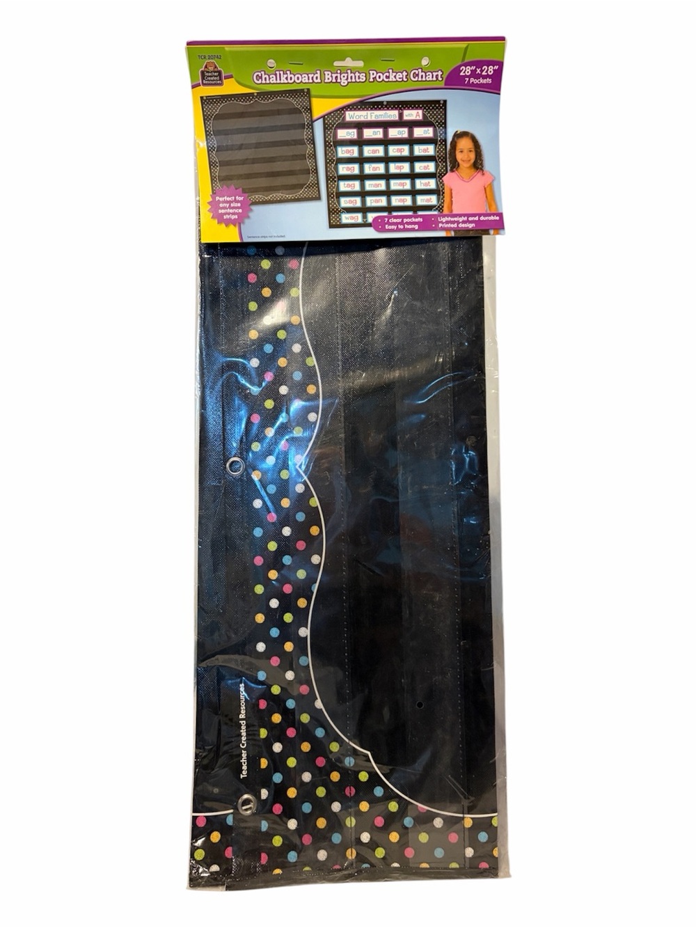 New Teacher Crested Resources Chalkboard Brights Pocket Chart - Black Polka Dots